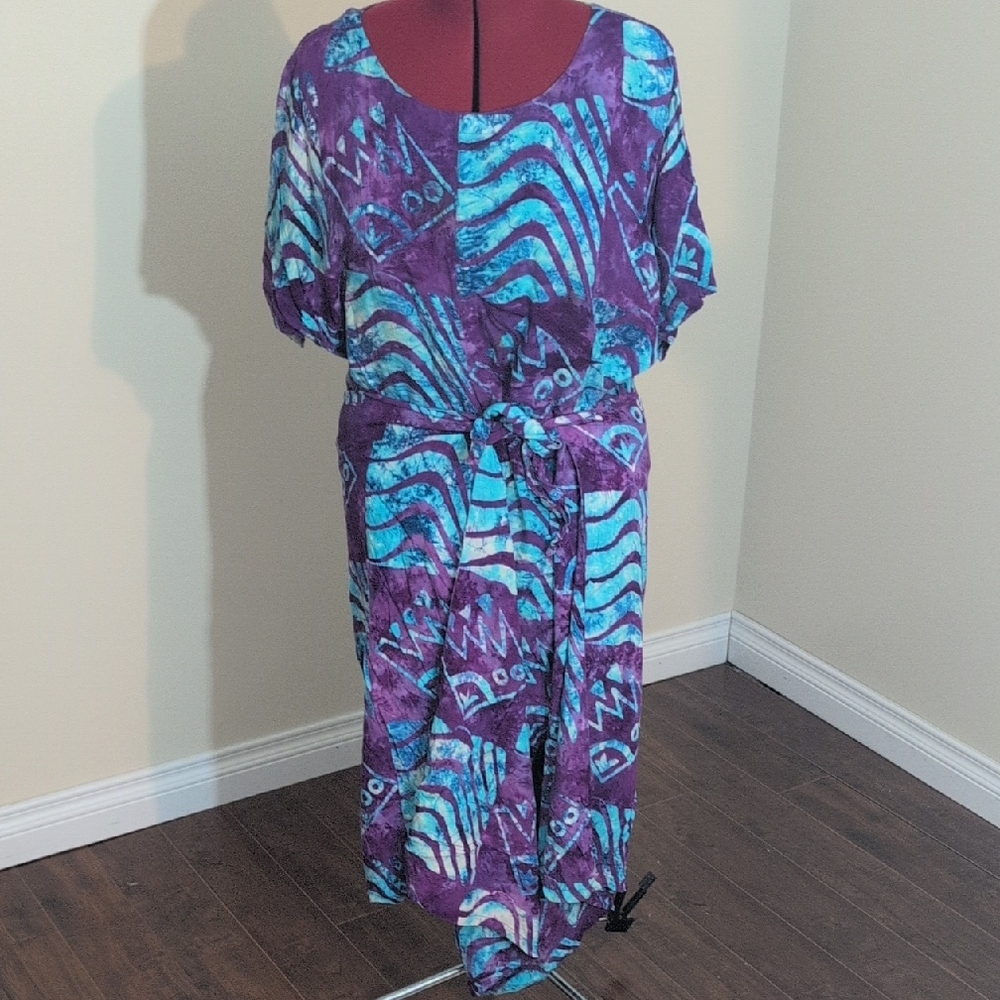Queen Of Hearts | Purple and Blue Tribal Patterned Dress